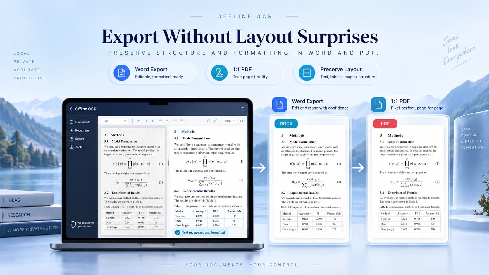 OCR document exported to Word and PDF