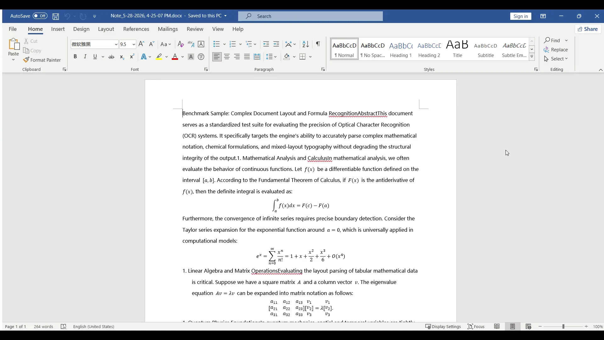 Math OCR output exported as editable Word equations